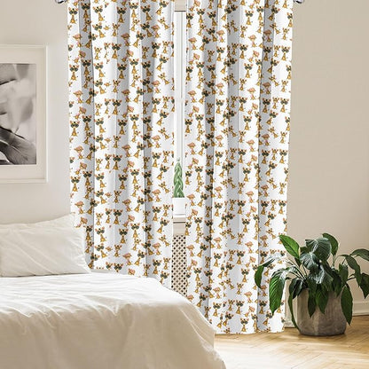 Ambesonne Giraffe Curtains, Savannah Animal Romantic Characters Funny Mascots in Human Clothes, Window Treatments 2 Panel Set for Living Room Bedroom, Pair of - 28" x 84", Brown Yellow