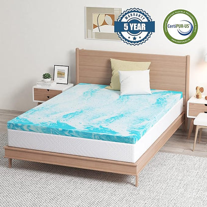 EGO Topper 4 Inch Cal King Memory Foam Mattress Topper, Cooling Gel Foam Mattress Topper for Pressure Relief, Ventilated Design Bed Topper in a Box, CertiPUR-US Certified, 74"x82", California King