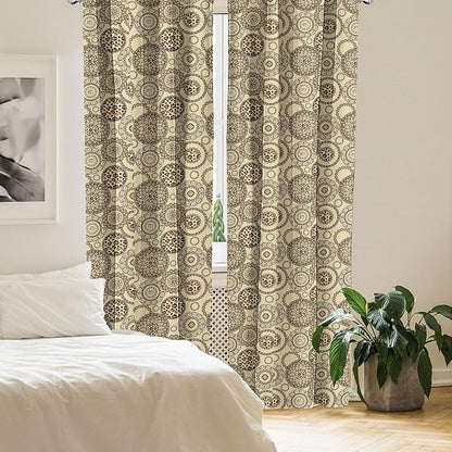 Ambesonne Animal Print Window Curtains, Savannah Pattern Cheetah Skin Fauna Theme in Neutral Colors, Lightweight Decor 2-Panel Set with Rod Pocket, Pair of - 28" x 84", Beige and Brown