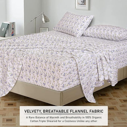 RUVANTI Flannel Sheets Full Size - 100% Cotton Double Brushed Bed Sheets Set, Deep Pockets 16 Inches, All Seasons Breathable & Extra Soft Full Sheets, Warm & Cozy, 4 Piece, Sand Rose