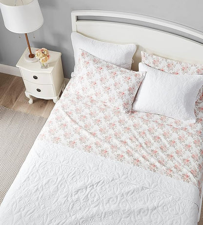 Laura Ashley - Flannel Sheets Full Size, Anti-Pilling & Wrinkle Resistant Cotton, Touchably Soft for All-Season Comfort - Bed Sheets with Matching Pillowcases & Fitted Sheet (Lisalee Pink)