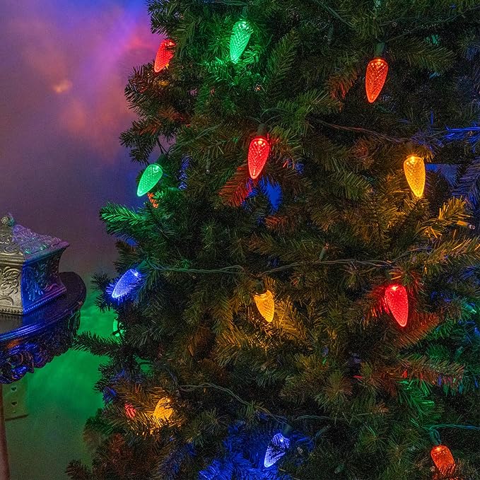 Wintergreen Lighting 25 C9 Multicolor LED Christmas Lights, 17 Ft – Outdoor C9 Christmas Lights for Holiday, Party, and Yard Decor
