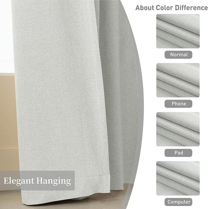KangBang 72 Inch Wide Blackout Curtain Panels-Back Tab Loop Pocket Pinch Pleated Black Out Drapes for Sliding Patio Door, Soft Natural Curtains for Bedroom 2 Panels, 72x84 Inch, Greyish White