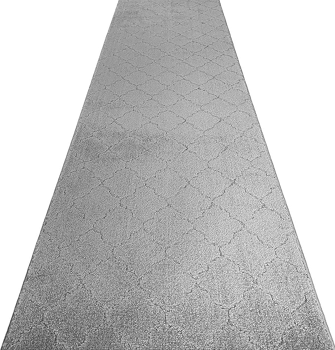 Custom Cut Non-Slip Runner Rug – 31" by 8 ft – Gripping Rubber Back – Cloud Grey – Perfect for Wide Hallways