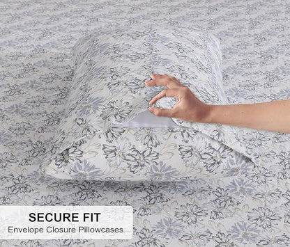 RUVANTI Flannel Sheets Full Size - 100% Cotton Double Brushed Bed Sheets Set, Deep Pockets 16 Inches, All Seasons Breathable & Extra Soft Full Sheets, Warm & Cozy, 4 Piece, Pacific