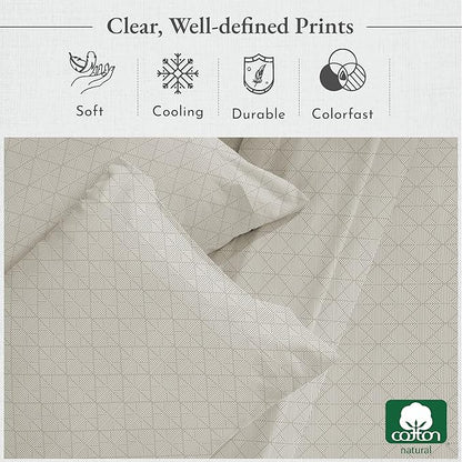 California Design Den California King Sheet Sets - 400 Thread Count Sateen, Natural 100% Cotton Sheets, Deep Pocket Cooling and Durable Bedding Set - Taupish-Sage Crosshatch