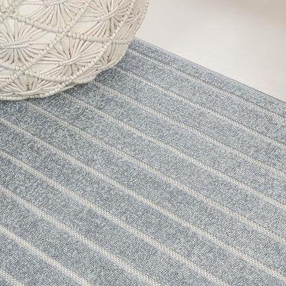 Eyely NCS101F-8 Odense High-Low Minimalist Angle Geometric Light Blue/Cream 8 ft. x 10 ft. Indoor/Outdoor Area Rug, for Home, Backyard, Patio, Porch, Bedroom, Kitchen, Living Room