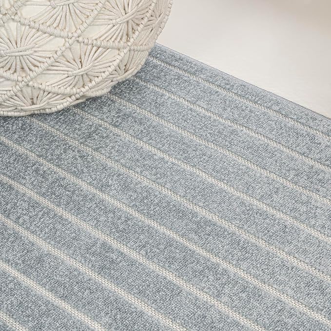 Eyely NCS101F-4 Odense High-Low Minimalist Angle Geometric Light Blue/Cream 4 ft. x 6 ft. Indoor/Outdoor Area Rug, for Home, Backyard, Patio, Porch, Bedroom, Kitchen, Living Room