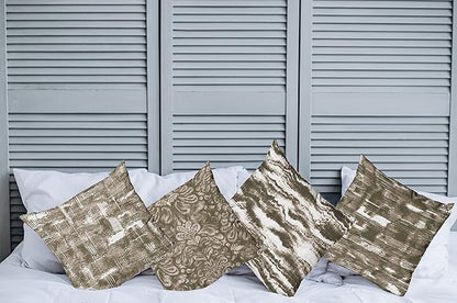 Ambesonne Vintage Throw Pillow Cushion Case Pack of 4, Abstract Grunge Effect Brushstrokes and Waving Striping Stains Paisley Drops, Modern Accent Double-Sided Digital Printing, 24", Taupe Army Green