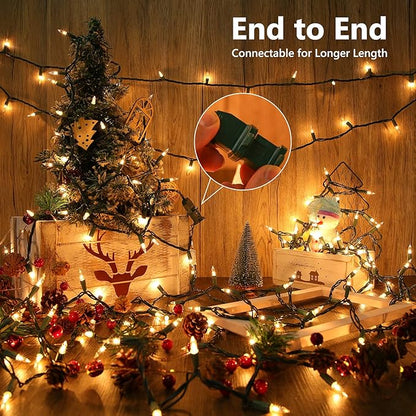 Toodour Clear Christmas Lights, 12.5ft 50 Count Incandescent Indoor Outdoor String Lights, UL Certified Connectable Green Wire Mini Bulb Light for Home, Party, New Year, Xmas Tree Decor - Warm White