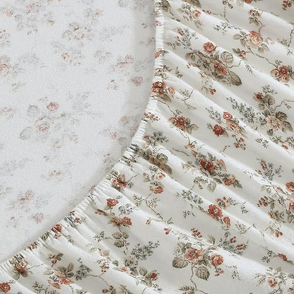 Laura Ashley - Flannel Sheets King Size, Anti-Pilling & Wrinkle Resistant Cotton, Touchably Soft for All-Season Comfort - Bed Sheets with Matching Pillowcases & Fitted Sheet (Le Fleur Orange)