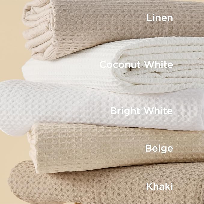 Bedsure Cotton Duvet Cover Queen - 100% Cotton Waffle Weave Khaki Duvet Cover Queen Size, GentleSoft™ and Breathable Tan Bedding Set for All Season, 3 Pieces, 90"x90"
