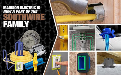 Southwire Electrical Box for Light Fixture, 42lb Support, Depth Adjustable, Three Gang, Gray, MSB3G