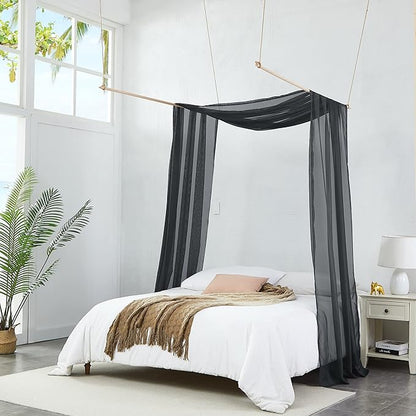 Warm Home Designs 18 Feet Long Sheer Black Window Scarf. These Long Length Valance Window Scarves are 54 X 216 Inches in Size. Great as Bed Canopy or Wedding Arch Draping Fabric. AM Black 216"