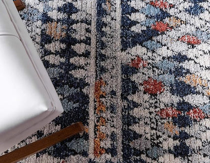Rugs.com Morocco Collection Rug – 6 Ft Runner Navy Blue High-Pile Rug Perfect for Hallways, Entryways