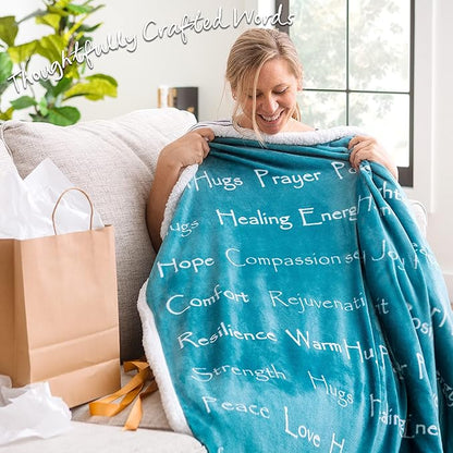 Chanasya Healing Warm Hugs Gift Throw Blanket - Sympathy Gift Cancer Chemo Survivor Get Well Caring Gifts - Comfort Gift Blanket for Love Support Strength - Women Men Friend Grandma - Teal