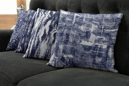 Ambesonne Vintage Throw Pillow Cushion Case Pack of 4, Abstract Grunge Effect Brushstrokes and Waving Striping Stains Paisley Drops, Modern Accent Double-Sided Digital Printing, 18", Violet Blue White
