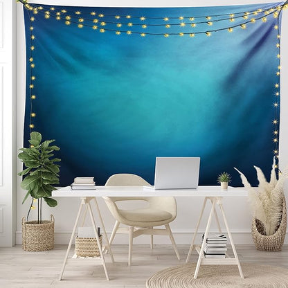 Ambesonne Navy Blue Tapestry, Abstract Vibrant Shaded Digital Color on Plain Background Bohemian Print, Wide Wall Hanging for Bedroom Living Room Dorm, 60" X 40", Turquoise Navy