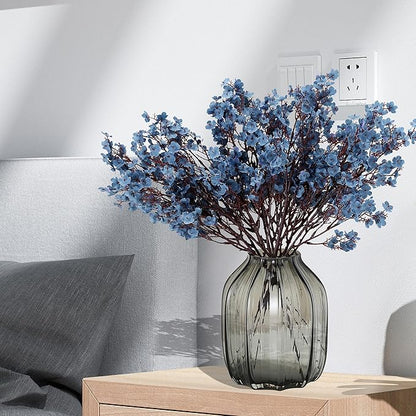 JAKY-Global Babys Breath Silk Artificial Flowers Bulk 6pcs for Fall Decor Fake Flower Bouquet Bulk for Home Kitchen Indoor Bouquet Floral Arrangement Table Centerpieces Party Decor(Blue Ashes)
