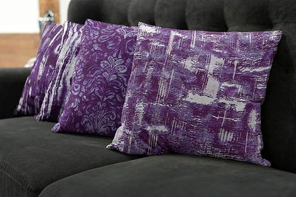 Ambesonne Vintage Throw Pillow Cushion Case Pack of 4, Abstract Grunge Effect Brushstrokes and Waving Striping Stains Paisley Drops, Modern Accent Double-Sided Digital Printing, 20", Ceil Blue Purple