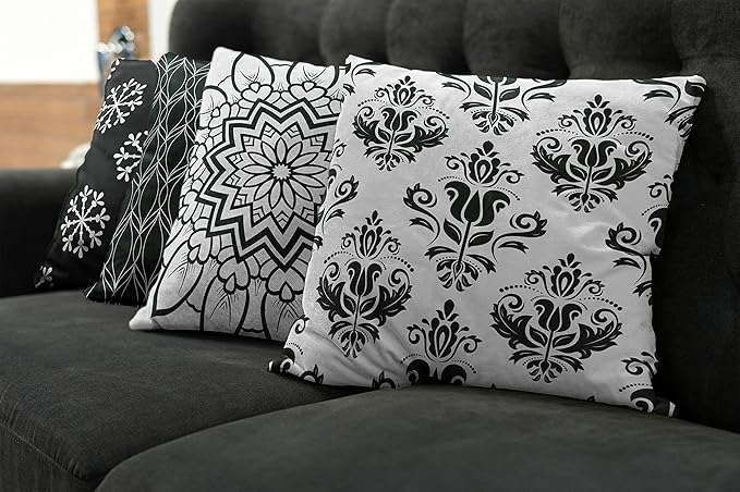 Ambesonne Retro Throw Pillow Cushion Case Pack of 4, Trellis Grid Medieval Floral Damask Mandala Flower Ornament Modern Monochrome, Modern Accent Double-Sided Digital Printing, 16", Dark Reseda Green