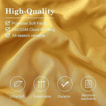 Monbix King Size Comforter Set - 7 Pieces Bed in a Bag King, Bright Yellow Bedding Sets with Comforter, All Seasons Down Alternative Comforter Bed Set with Sheets, Pillowcases & Shams