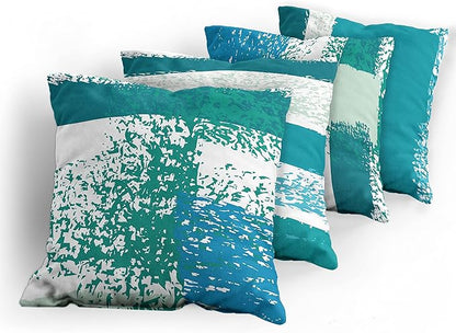 Ambesonne Grunge Throw Pillow Cushion Case Pack of 4, Abstract Design Simplistic Minimal Stripes Brushstrokes Contemporary, Modern Accent Double-Sided Digital Printing, 18", Teal Blue and Mint Green