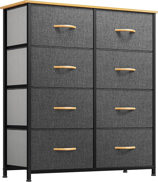 YITAHOME Fabric Dresser with 8 Drawers - Tall Storage Dresser, Chest of Drawers for Closet, Living Room, Hallway, Closets - Sturdy Steel Frame, Wooden Top & Easy Pull Fabric Bins
