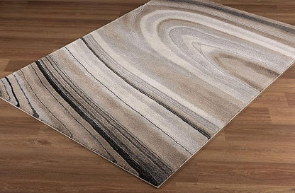 RUG BRANCH New Zealand Plush 7' x 10' (6'6" X 9'6") Scandinavian Indoor Area Rug, Contemporary, Cream Beige - Living Room, Bedroom, Dining Room, and Kitchen
