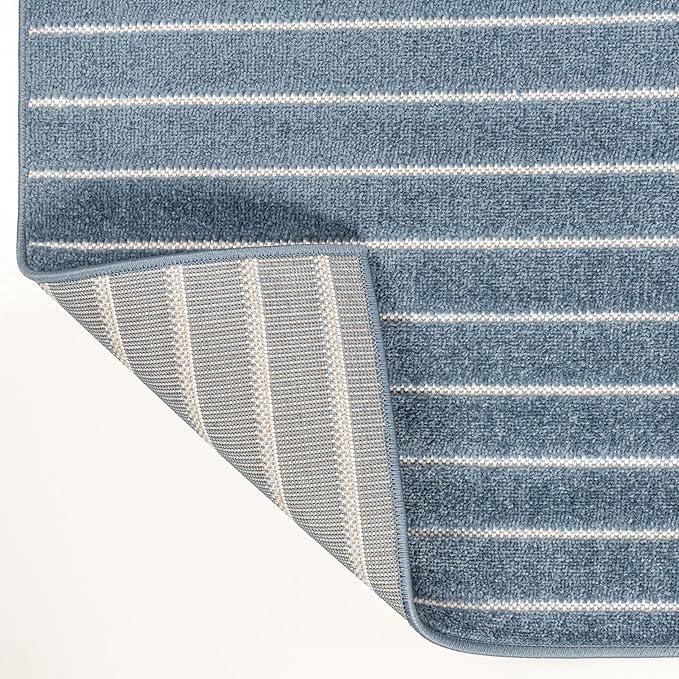 Eyely NCS101D-8 Odense High-Low Minimalist Angle Geometric Dark Blue/Cream 8 ft. x 10 ft. Indoor/Outdoor Area Rug, for Home, Backyard, Patio, Porch, Bedroom, Kitchen, Living Room