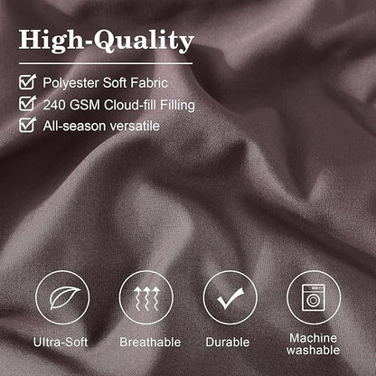 Monbix Queen Comforter Set - 7 Pieces ltalian Plum Bed in a Bag Queen Bedding Sets with Comforters, All Seasons Down Alternative Comforter Bed Set with Sheets,Pillowcases & Shams