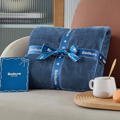 Bedsure GentleSoft Fleece Blankets Queen Size Mineral Blue - Bed Blanket Soft Lightweight Plush Fuzzy Cozy Luxury Microfiber, 90x90 inches