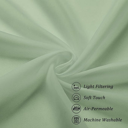 Chyhomenyc Sage Green Sheer Scarf Valances for Windows 216 Inch Extra Long, Window Scarf Drapes Rod Pocket Backdrop for Wedding Arch Draping/Party/Canopy Bed/Living Room, 2PC, 18 Feet Length