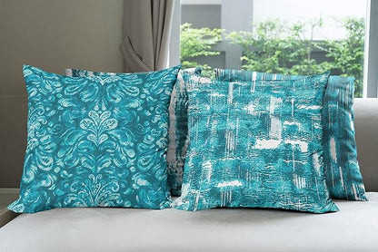 Ambesonne Vintage Throw Pillow Cushion Case Pack of 4, Abstract Grunge Effect Brushstrokes and Waving Striping Stains Paisley Drops, Modern Accent Double-Sided Digital Printing, 24", Teal Turquoise