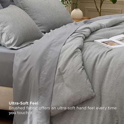 Bedsure King Size Comforter Set Dark Grey - Bed in a Bag King Bedding 7 Pieces, Cationic Dyed Bed Set Gift for Family, Dark Grey Soft Bedding for All Seasons Comforter with Sheets, Pillowcases & Shams