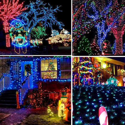 Dazzle Bright 132FT 400 LED Christmas Lights, Christmas String Lights Plug in with 8 Modes, Waterproof Christmas Decorations for Xmas Indoor Outdoor Party Home Tree Decor, Blue