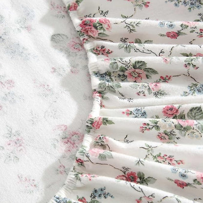 Laura Ashley - Flannel Sheets Queen Size, Anti-Pilling & Wrinkle Resistant Cotton, Touchably Soft for All-Season Comfort - Bed Sheets with Matching Pillowcases & Fitted Sheet (Le Fleur Pink)