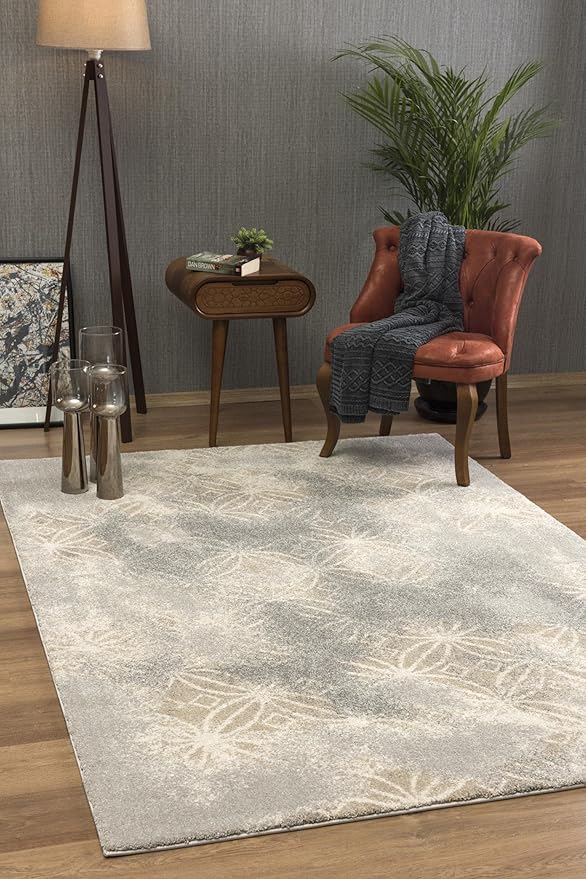 RUG BRANCH New Zealand Plush 4' x 6' (3'9" X 5'6") Scandinavian Indoor Area Rug, Contemporary, Grey Brown - Living Room, Bedroom, Dining Room, and Kitchen