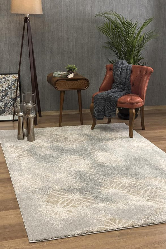 RUG BRANCH New Zealand Plush 4' x 6' (3'9" X 5'6") Scandinavian Indoor Area Rug, Contemporary, Grey Brown - Living Room, Bedroom, Dining Room, and Kitchen