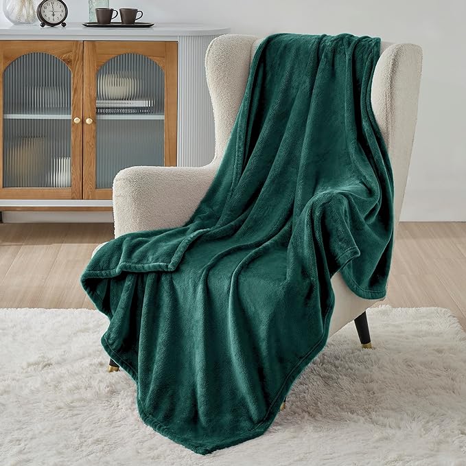 Bedsure GentleSoft Fleece Throw Blanket Forest Green - 300GSM Blankets for Couch, Sofa, Bed, Soft Lightweight Plush Cozy Throws for Toddlers, 50x60 inches