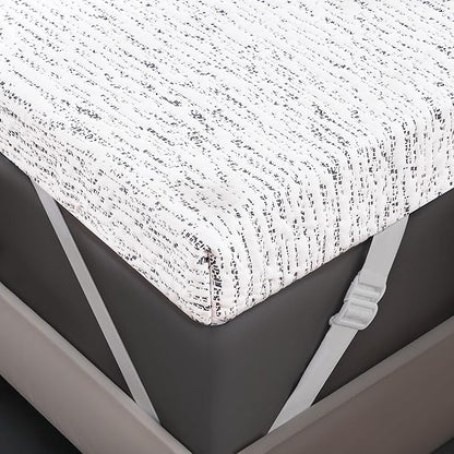Subrtex Mattress Topper Cover Full Size 4 Inch (Only Cover) Mattress Topper Protector Bedding Removable Encasement with Zipper Closure