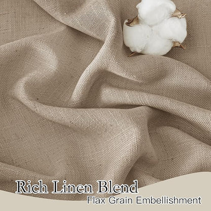 RYB HOME Khaki Semi Sheer Curtains 84 inches Long, Grommet Easy Sliding Light Filtering Half Privacy Window Curtains & Drapes for Bedroom Living Room Farmhouse, W 52 x L 84 inches, 2 Pcs