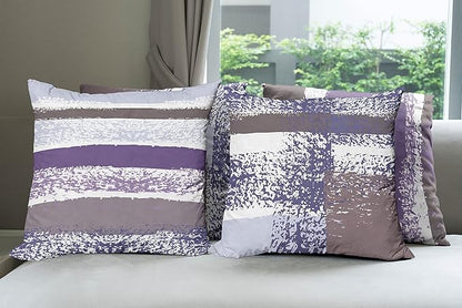 Ambesonne Grunge Throw Pillow Cushion Case Pack of 4, Abstract Design Simplistic Minimal Stripes Brushstrokes Contemporary, Modern Accent Double-Sided Digital Printing, 24", Purpleblue and Lavender