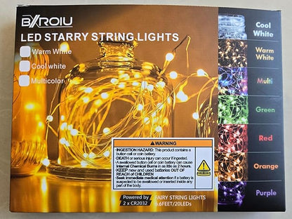 Fairy Lights CR2032 Battery Operated,6.6Ft/2Meter 20 LEDs Micro Silver Wire String Lights for Bedroom Christmas Party Wedding Decoration(Cool White, 12 Pack)