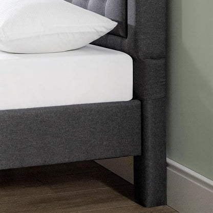 ZINUS Dachelle Upholstered Platform Bed Frame, Mattress Foundation, Wood Slat Support, No Box Spring Needed, Eco Friendly WonderBox (TM) Packaging, Easy Assembly, Dark Grey, Full