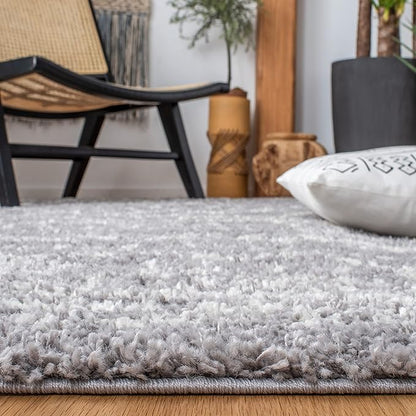 SAFAVIEH Arizona Shag Collection Area Rug - 6' x 8', Grey & Ivory, Non-Shedding & Easy Cleaning, Plush Thick Pile, Ideal for Living Room, Bedroom, Dining Space (ASG741G)