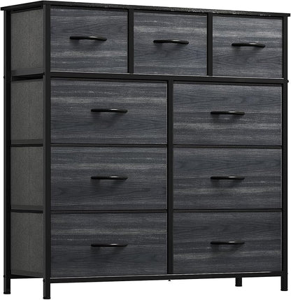 YITAHOME Dresser for Bedroom with 9 Drawers - Fabric Storage Tower, Tall Chest Organizer Unit for Living Room, Entryway, Closets with Sturdy Steel Frame, Wooden Top