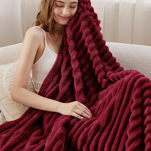 Bedsure GentleSoft Deep Red Twin Blanket for Bed - Cozy Soft Blankets for Women, Cute Large Throws for Girls, 66x90 Inches