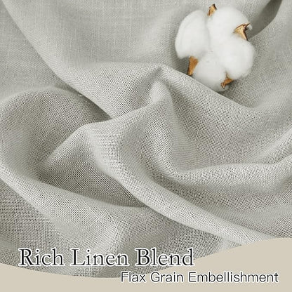 RYB HOME Floor to Ceiling Curtains 120 inches Long, Flax Linen Blend Semi Sheer Curtains Soft Airy Half Privavy Drapery for Sliding Door, Bay Window, Living Room, W 52 x L 120 inch, 2 Panels, Grey