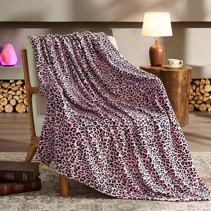 BEDELITE Pink Leopard Twin Size Blanket – Soft & Cozy Cheetah Blanket for Couch, Bed & Sofa, Lightweight Fleece Animal Print Decor, 60"x 80", Pink